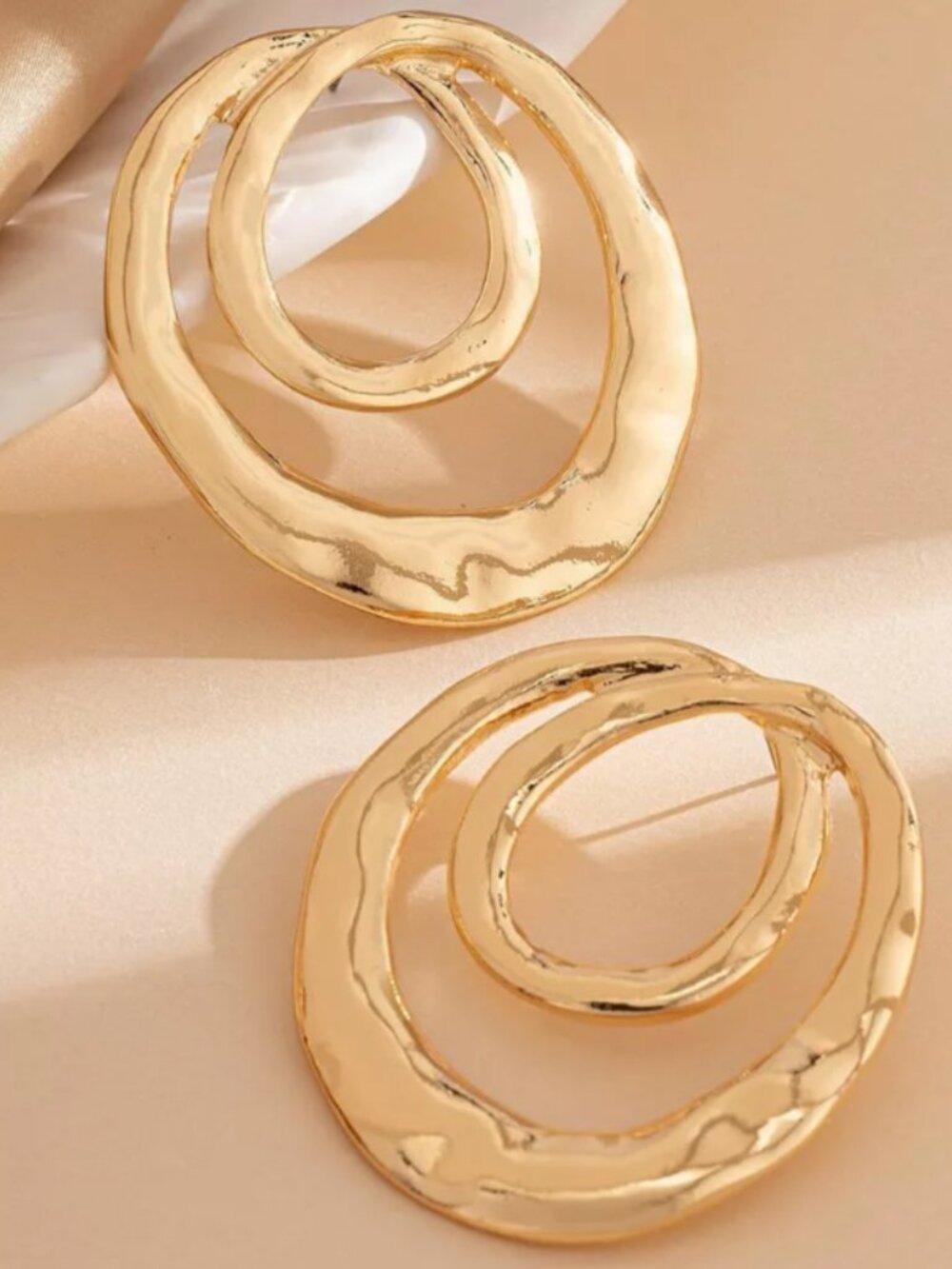 Chunky Gold Large Statement Drop Earrings Geometric Vintage Hoop Jewelry